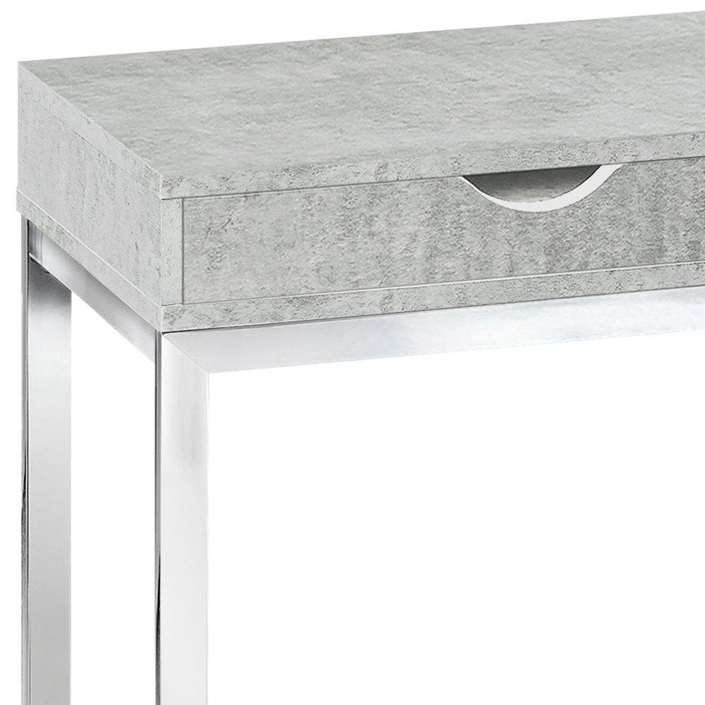 10.25" X 15.75" X 24.5" Cappuccino Finish And Gold Laminated Drawer Accent Table