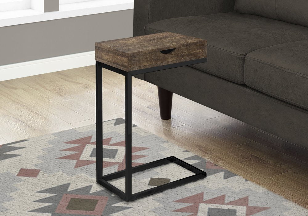 10.25" X 15.75" X 24.5" Cappuccino Finish And Gold Laminated Drawer Accent Table
