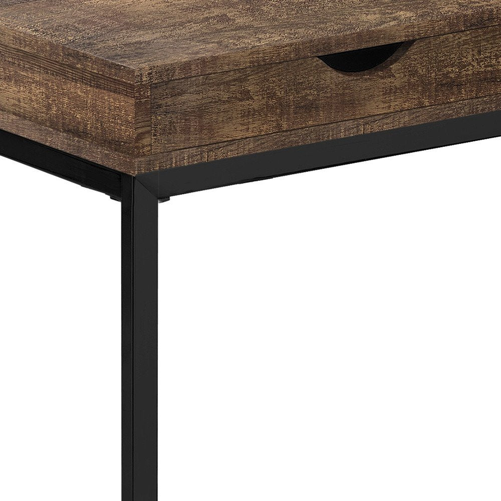 10.25" X 15.75" X 24.5" Cappuccino Finish And Gold Laminated Drawer Accent Table