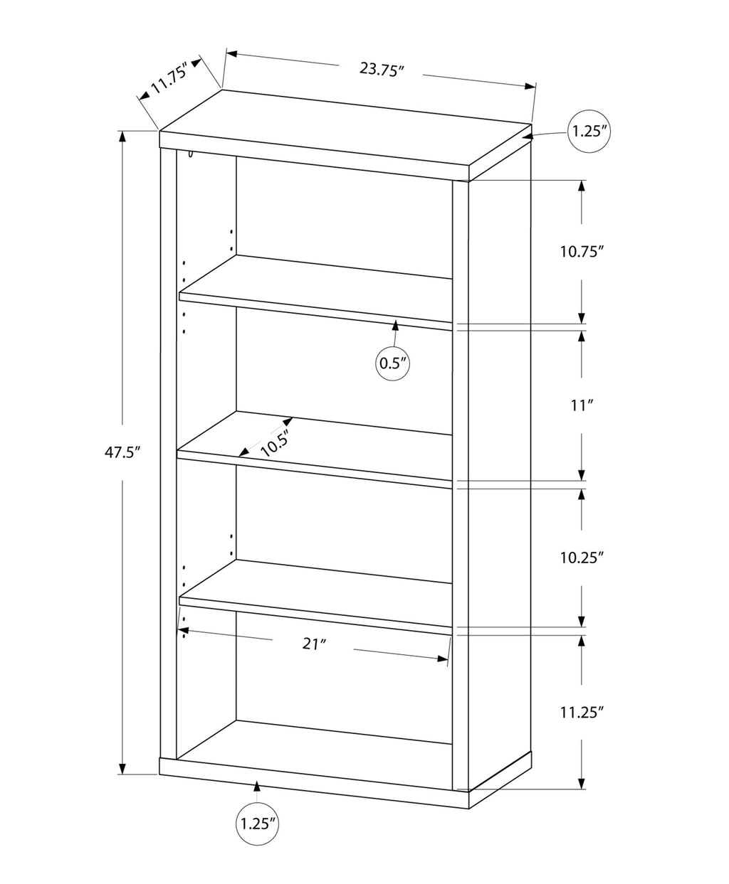 48" Taupe Wood Bookcase