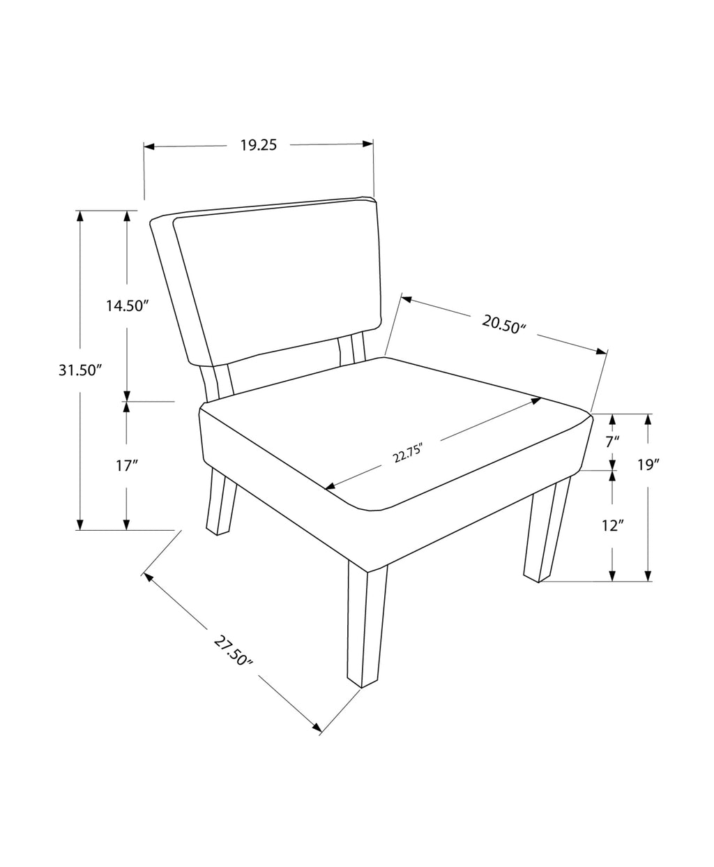 27.5" x 22.75" x 31.5" Blue Foam Accent Chair with Solid Wood Frame