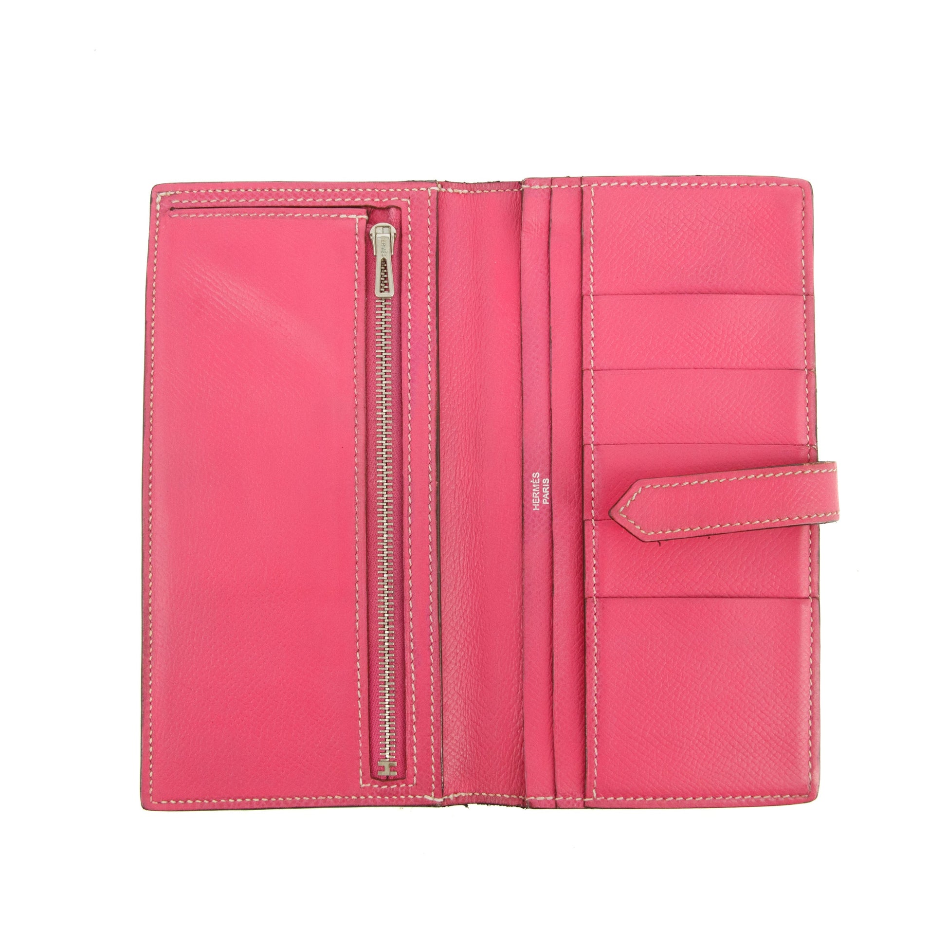 Hermes Burgundy Leather Bearn Soufflet Wallet #3397