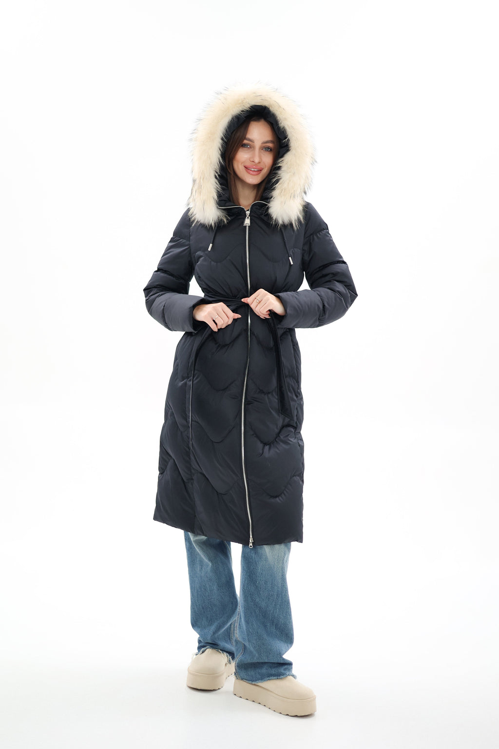 Genuine Fur Trim Down Fill Coat
