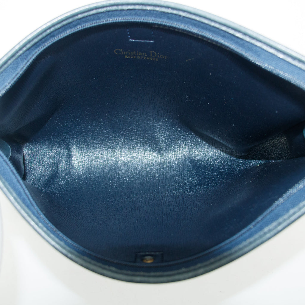 Christian Dior Vintage Trotter Blue Canvas Pouch #3439