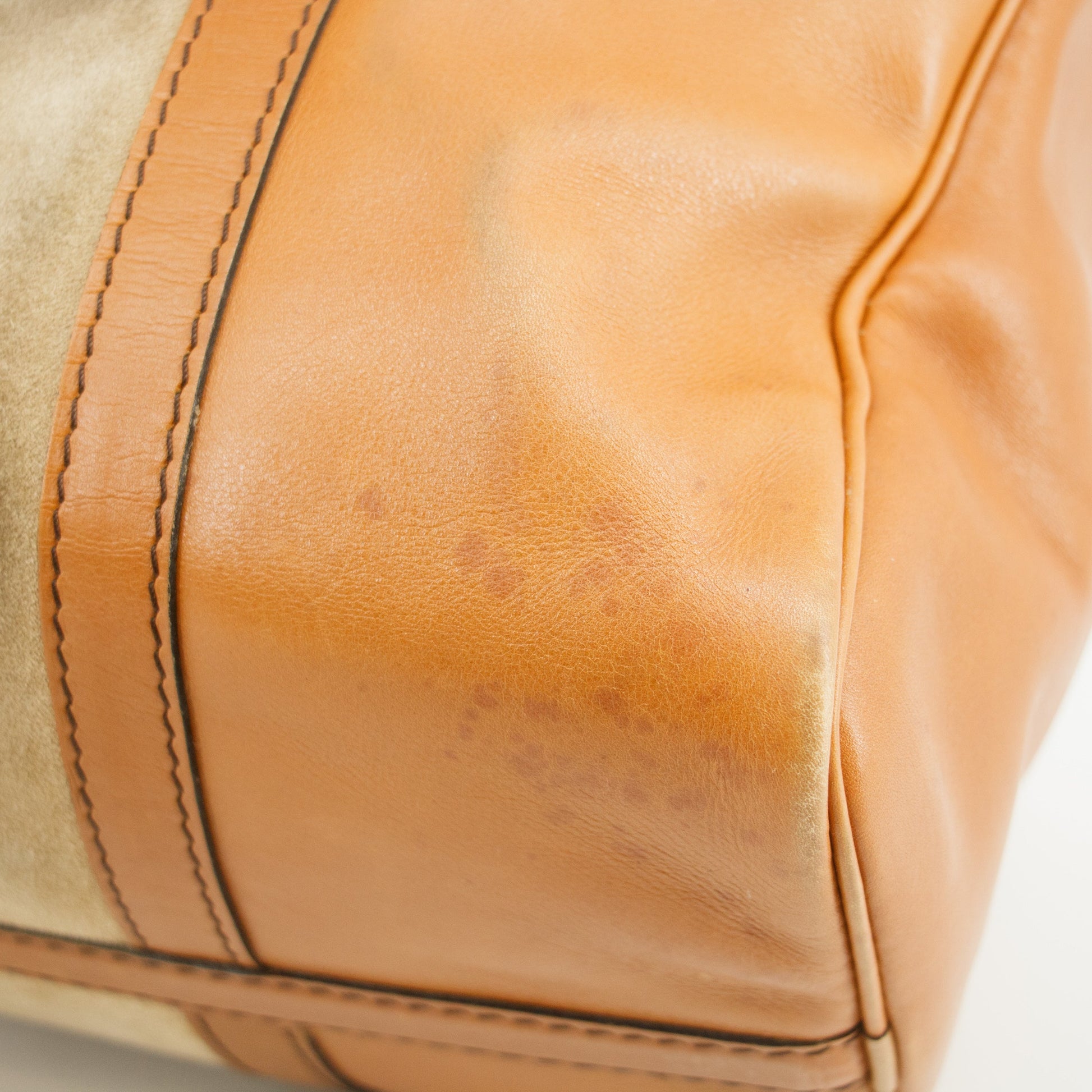 Christian Dior Leather x Suede Brown Boston Bag  #3448