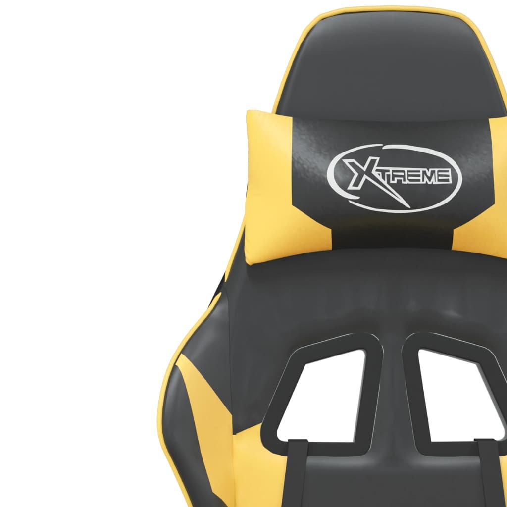 Gaming Chair Black and Gold Faux leather, metal, plywood, foam