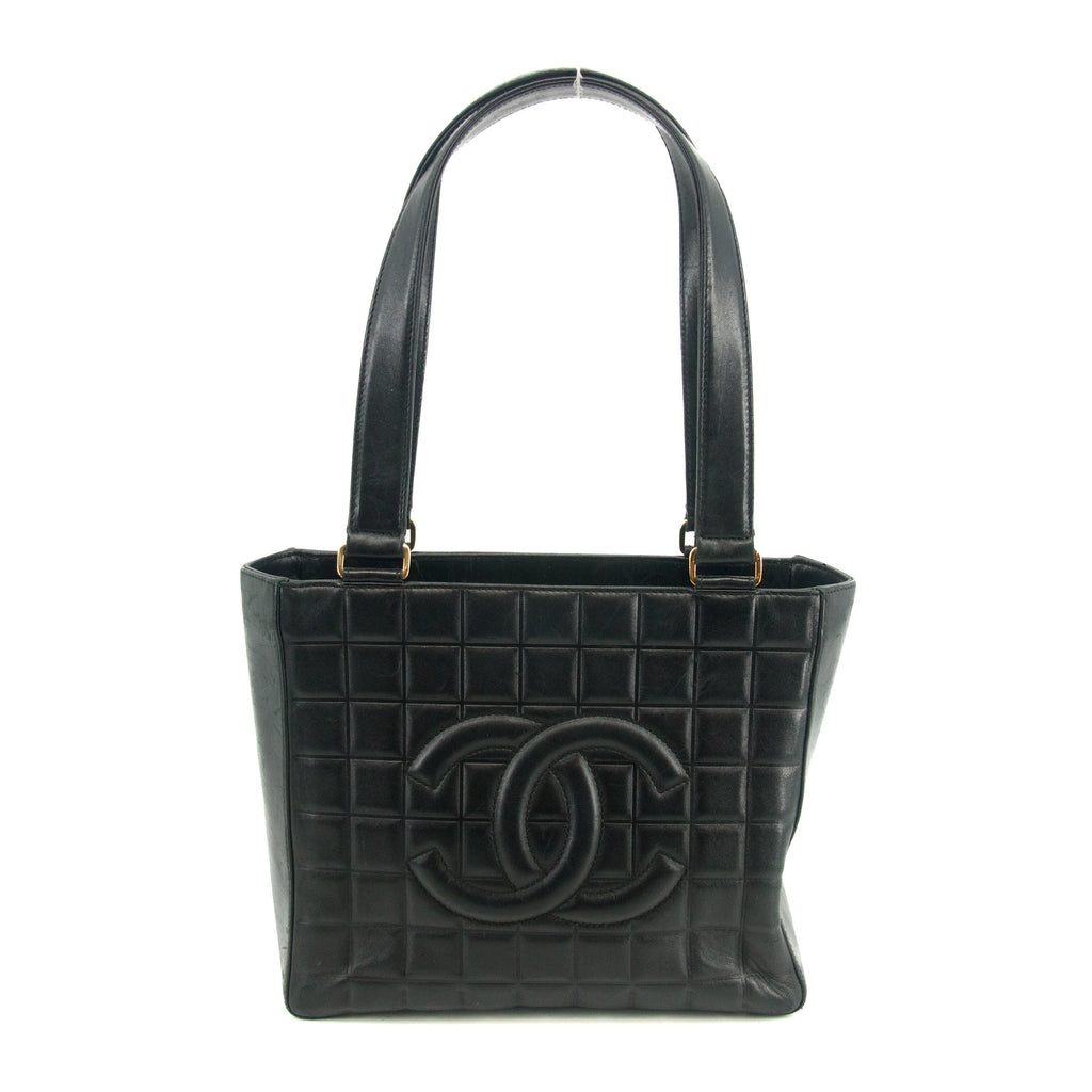 Chanel Black Lambskin Chocolate Bag Square Quilt Tote Bag #3455