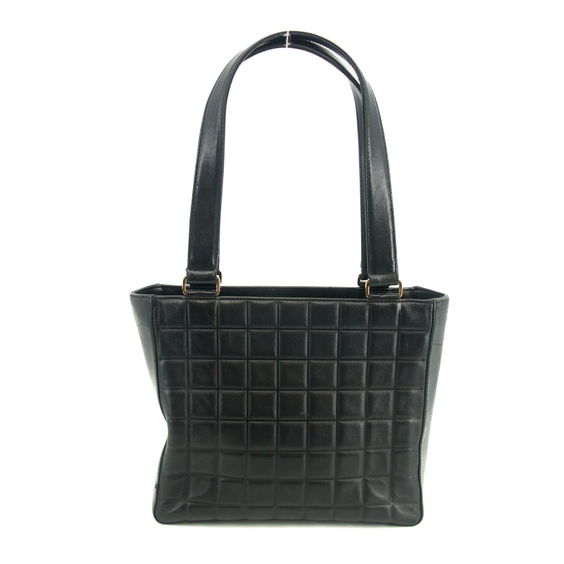 Chanel Black Lambskin Chocolate Bag Square Quilt Tote Bag #3455