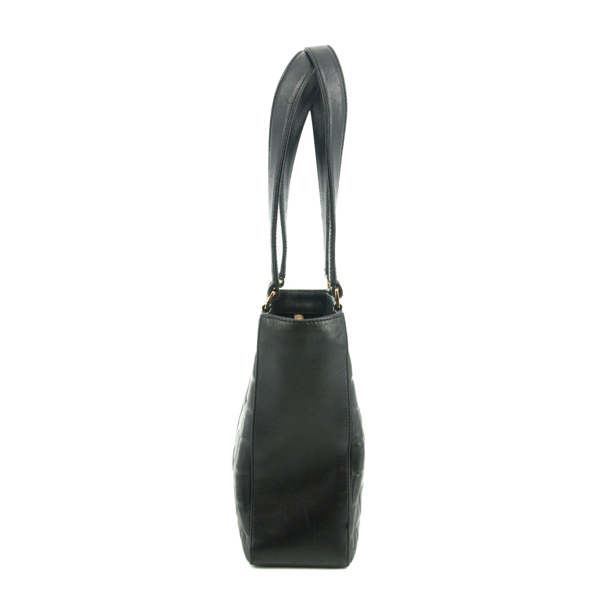 Chanel Black Lambskin Chocolate Bag Square Quilt Tote Bag #3455