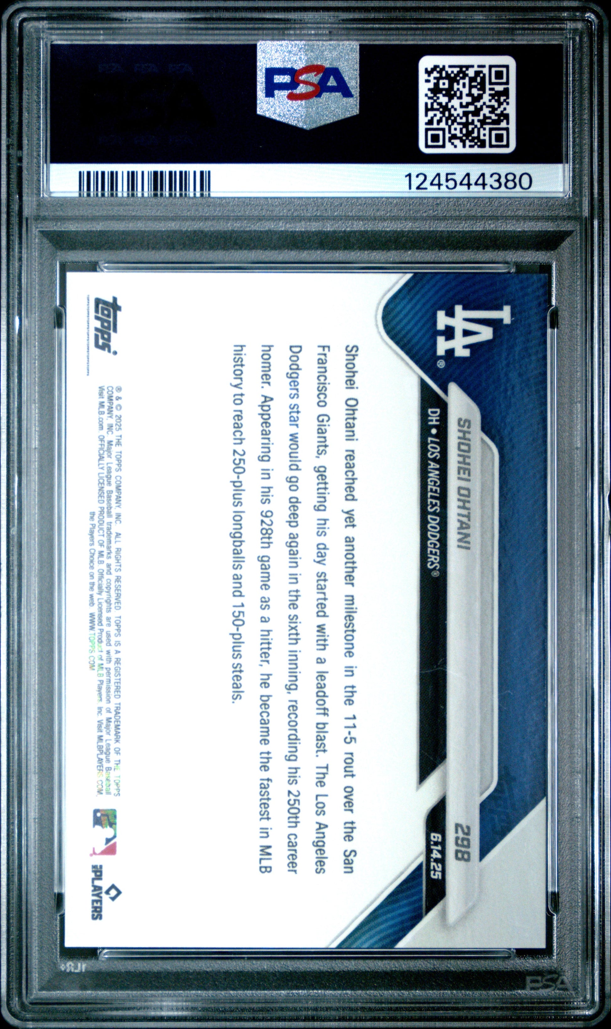 Graded 2025 Topps Now Shohei Ohtani #298 Baseball Card PSA 10 Gem Mint
