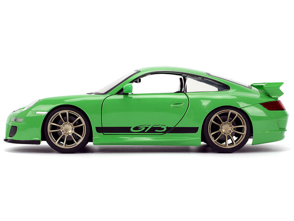 Porsche 911 GT3 (997) Green with Black Accents "Fast X" (2023) Movie "25 Years of Fast & Furious" Series 1/24 Diecast Model Car by Jada