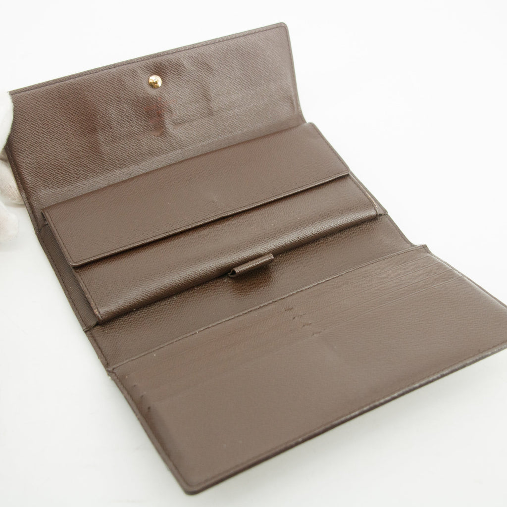 Louis Vuitton Damier Ebene International Long Wallet Brown #3496