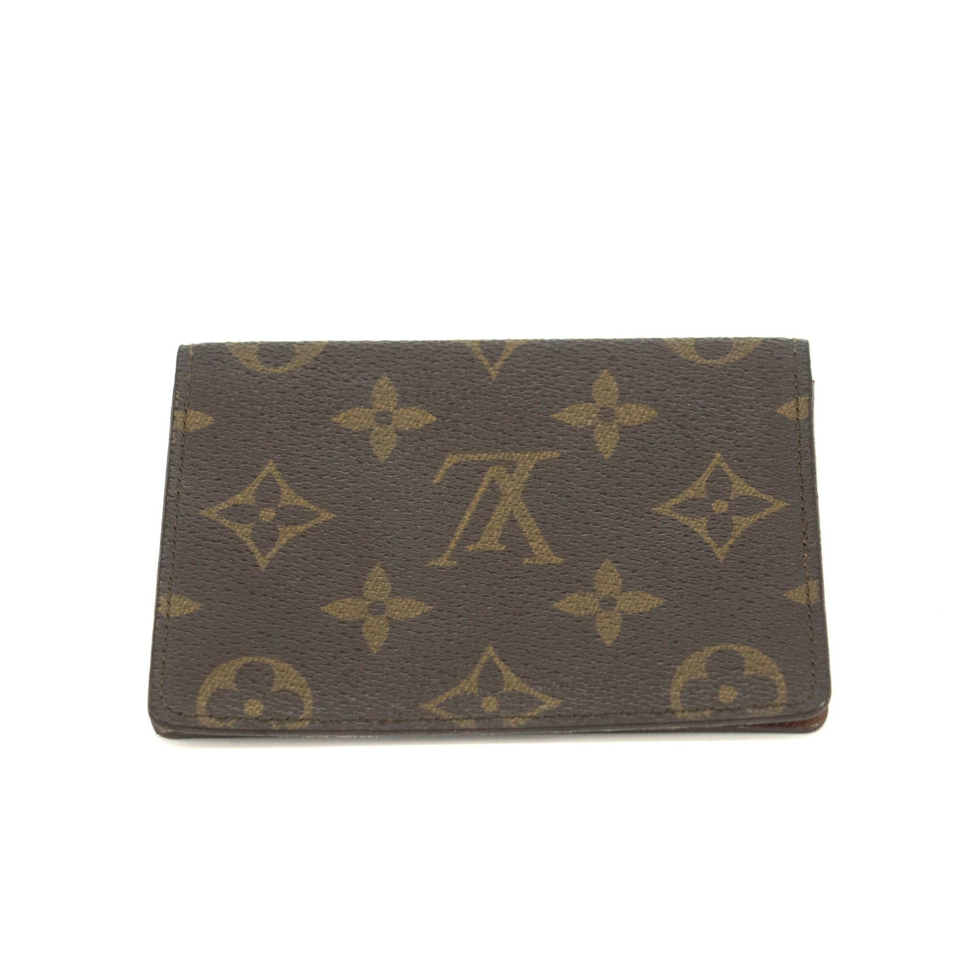 Louis Vuitton Monogram Canvas Brown ID Card Case Wallet #3519
