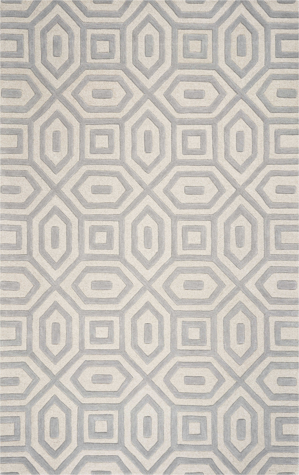3' X 5' Grey Hand Tufted Geometric Indoor Area Rug