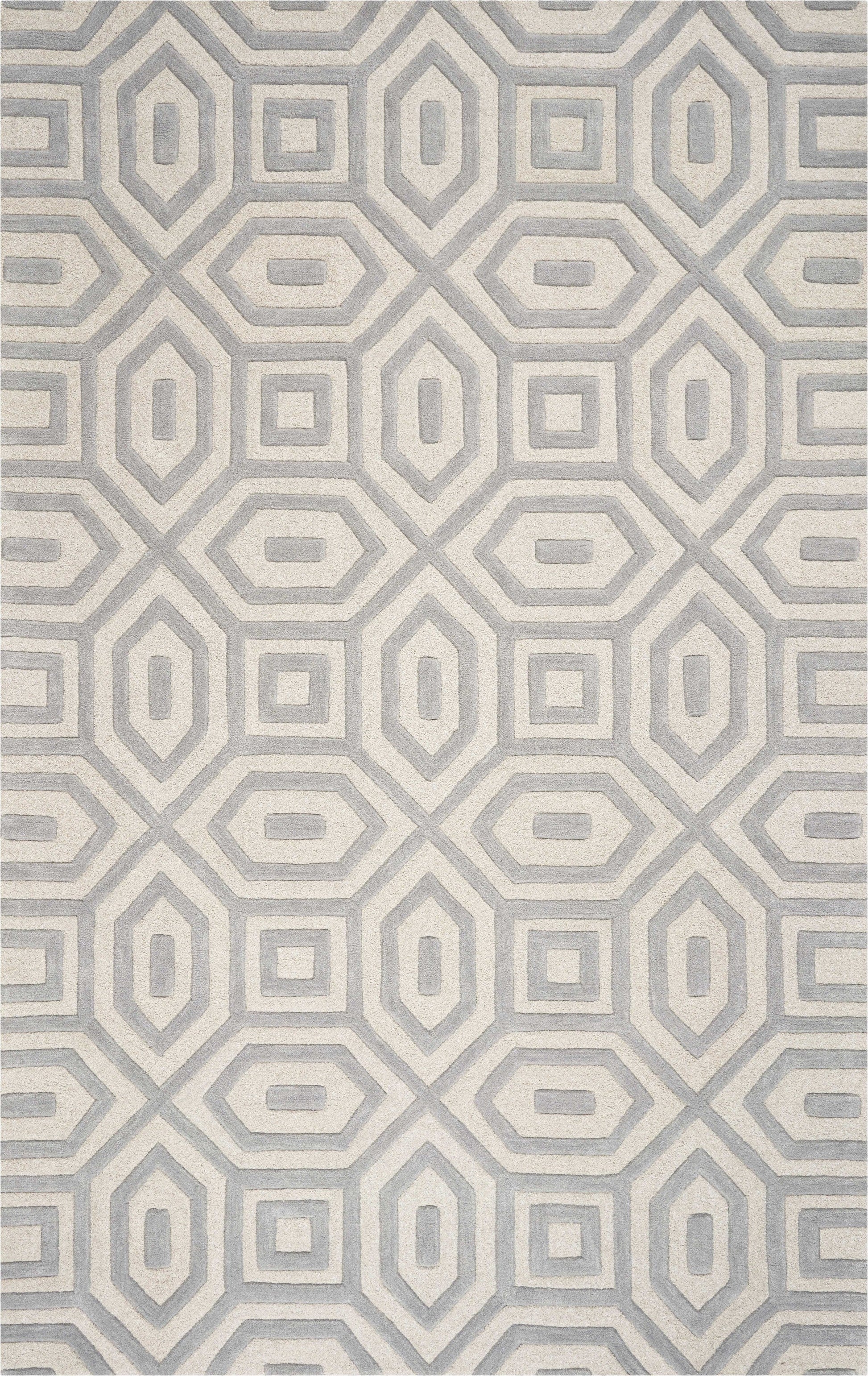 3' X 5' Grey Hand Tufted Geometric Indoor Area Rug