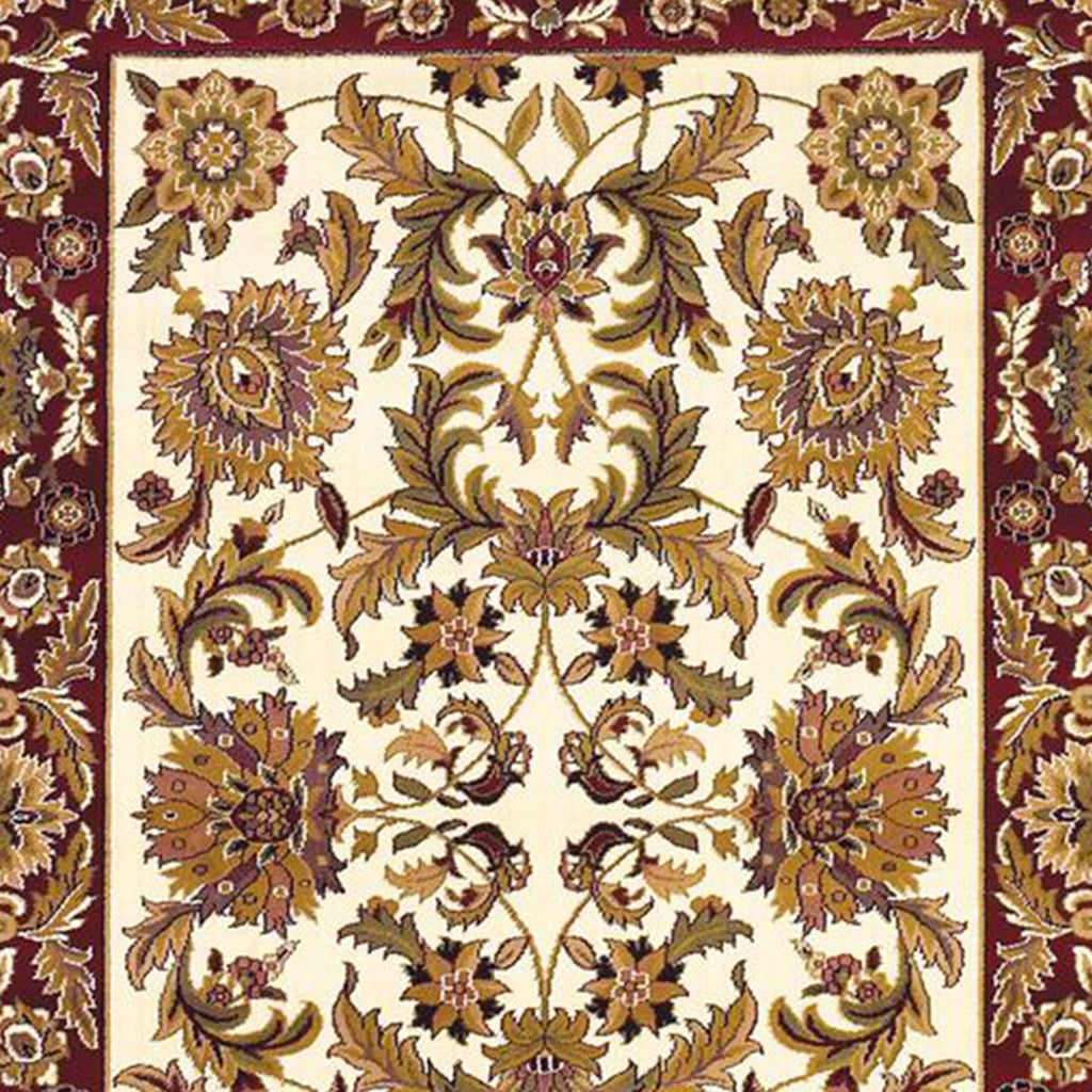 Ivory Red Machine Woven Traditional Octagon Indoor Area Rug