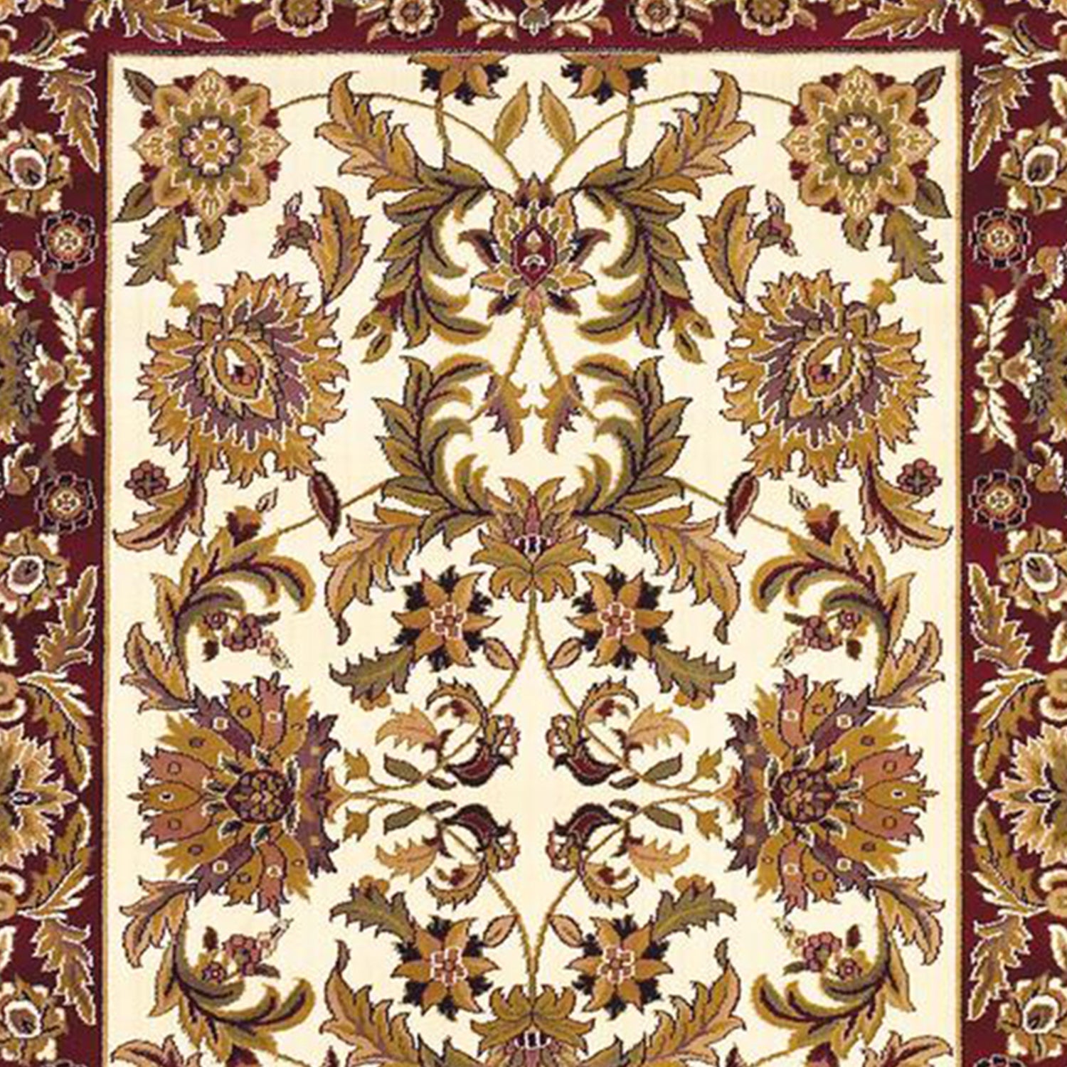 Ivory Red Machine Woven Traditional Octagon Indoor Area Rug