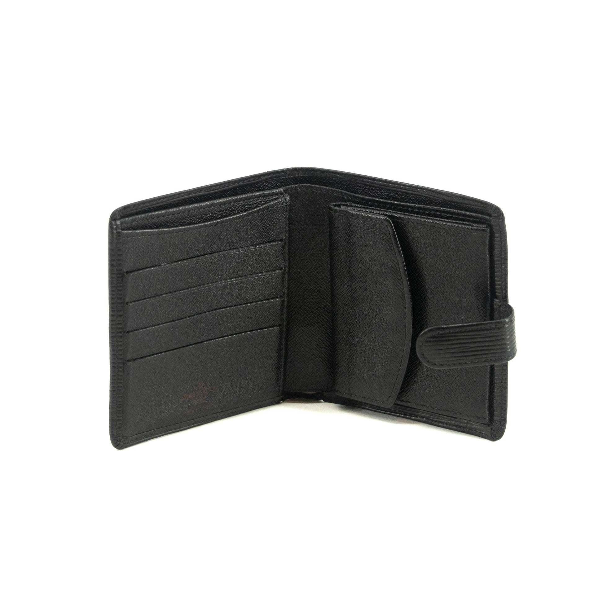 Louis Vuitton Black Epi Compact Bifold Wallet #3530