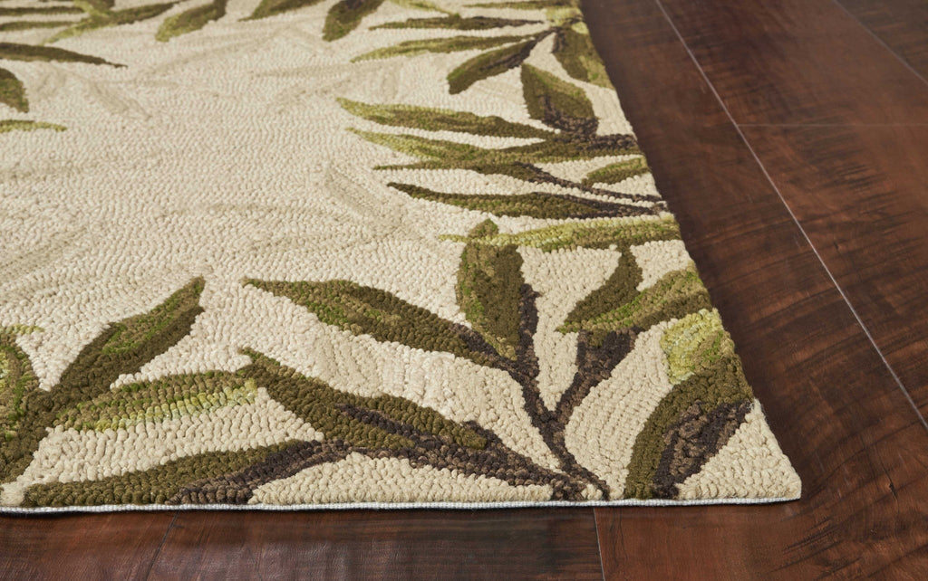 3'x5' Sand Beige Hand Hooked UV Treated Bordered Coastal Sea Grass Indoor Outdoor Area Rug
