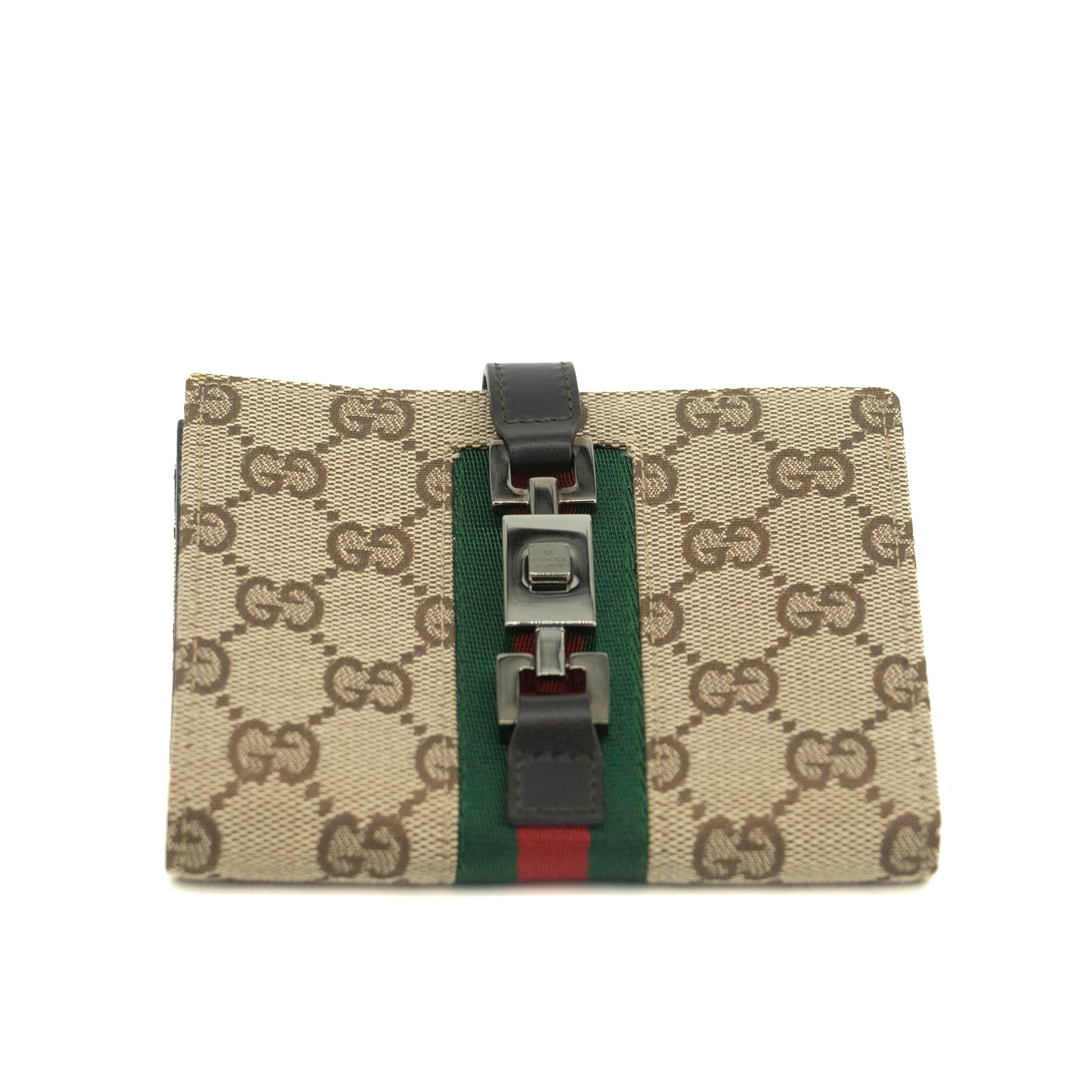 Gucci GG Canvas Sherry Line Jackie Compact Wallet #3539