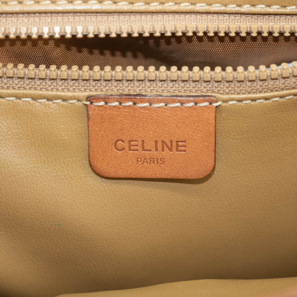 Celine Brown Macadam PVC x Leather Trim Shoulder Bag #3541