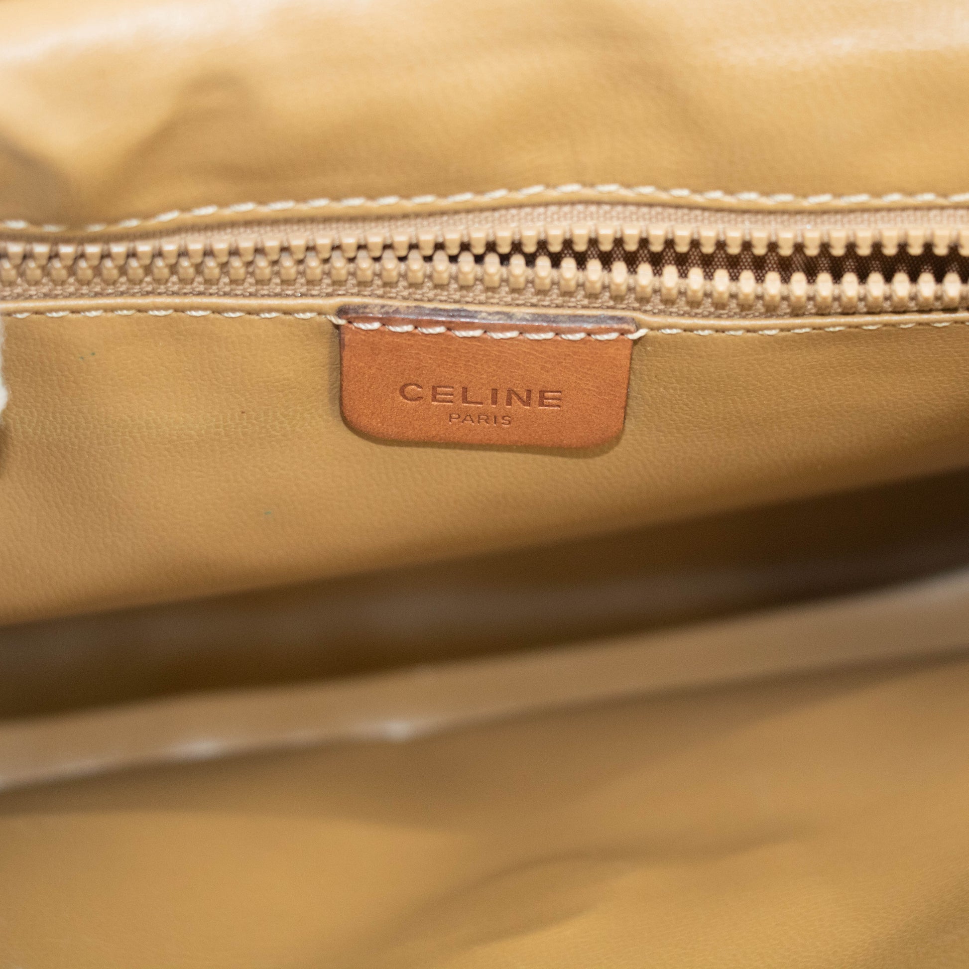 Celine Brown Macadam PVC x Leather Trim Shoulder Bag #3541