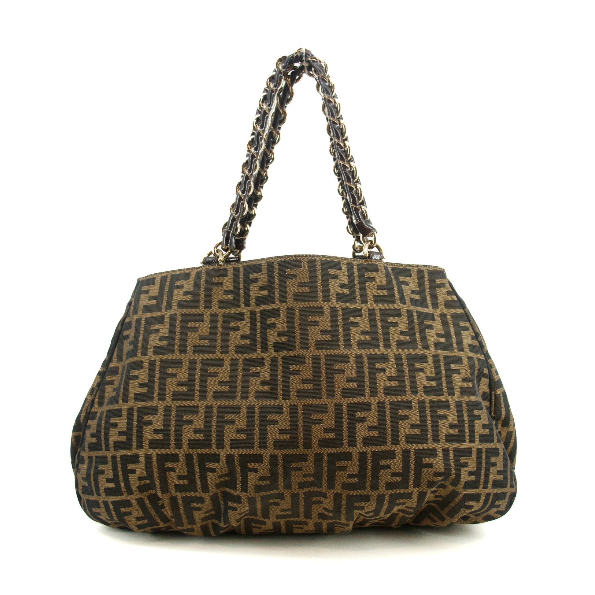 Fendi Mama Baguette Zucca FF Chain Shoulder Bag Brown #3546