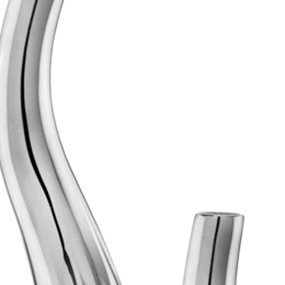 Set of Two Aluminum Silver Wavy Floor Vases