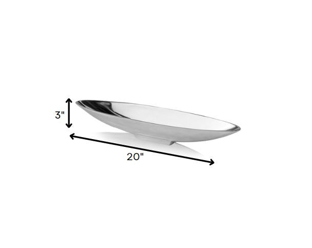32" Contempo Shiny Silver Long Boat Tray