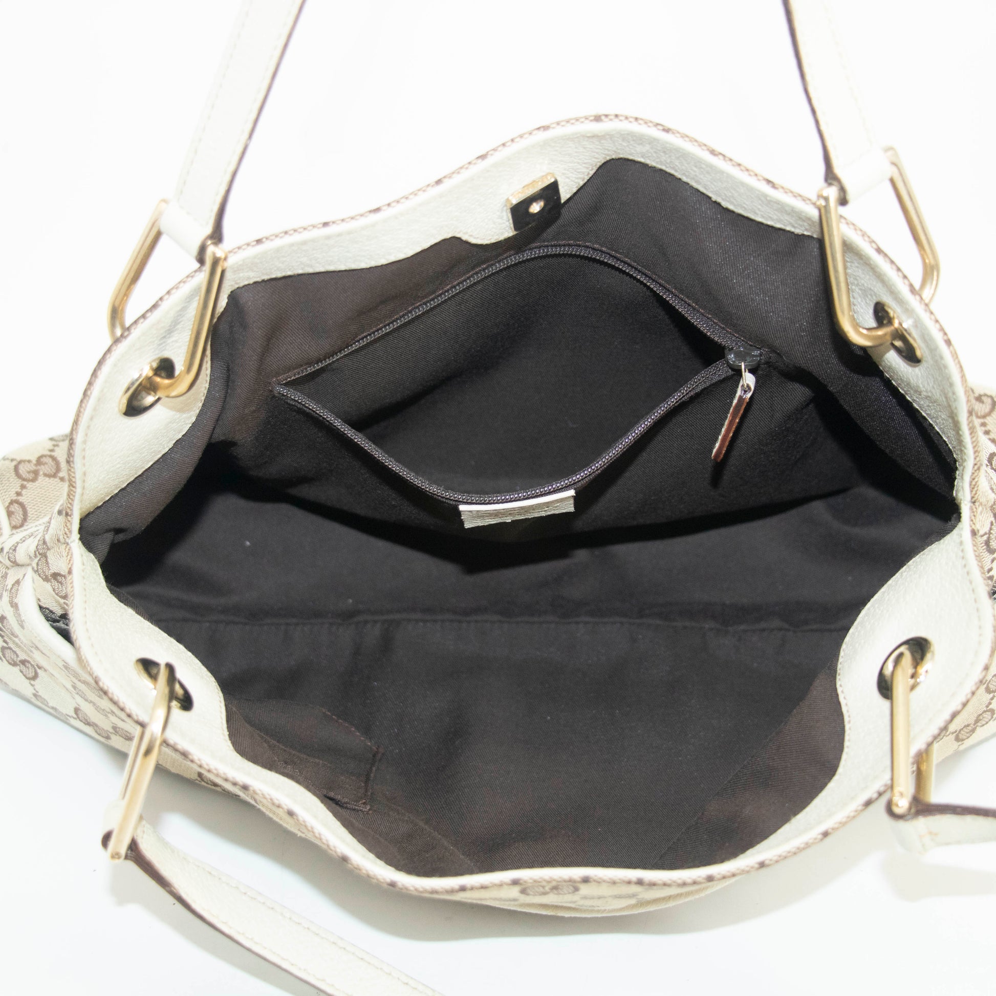 Gucci GG Canvas Beige x White Eclipse Medium Shoulder Bag #3552