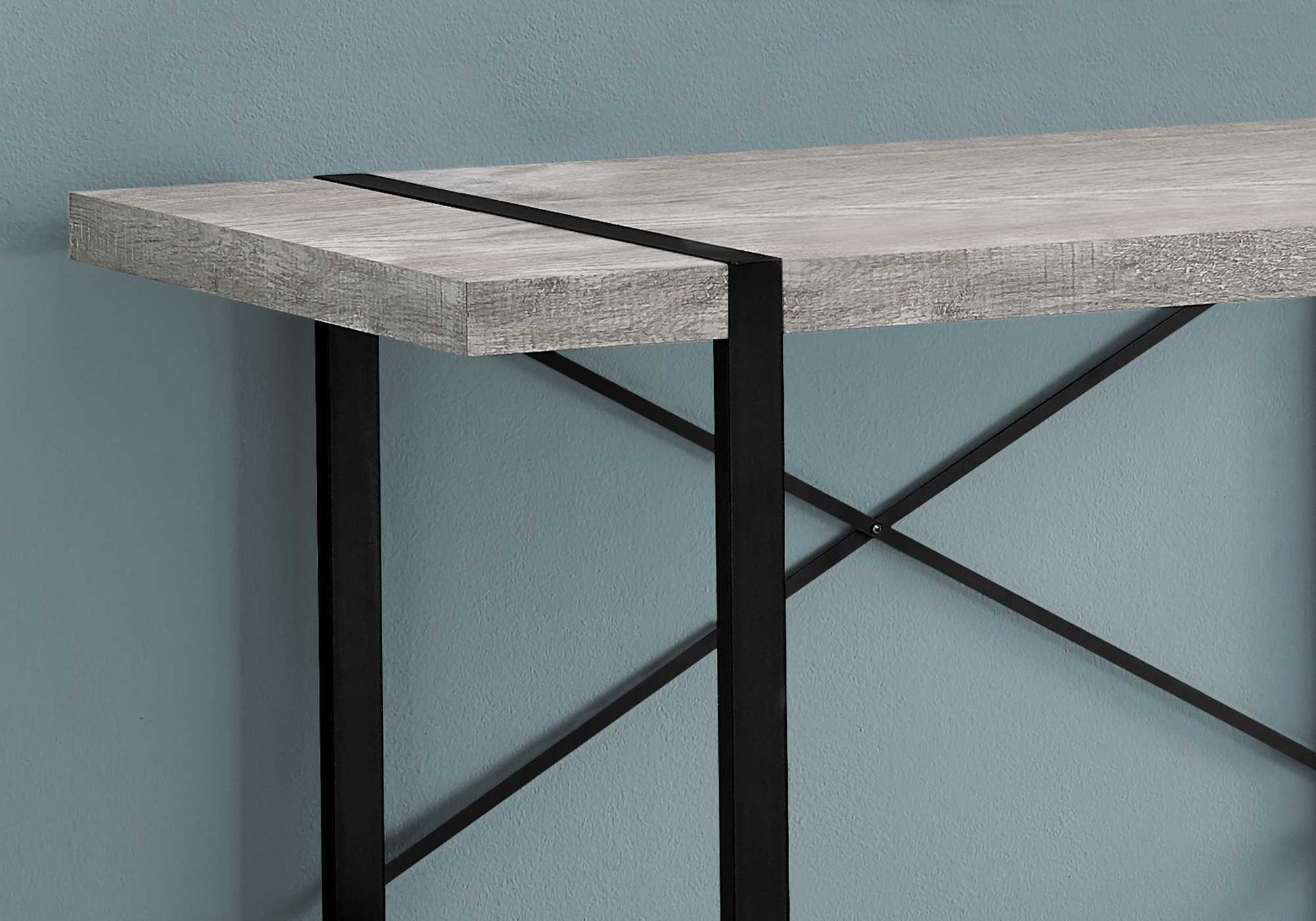 23.75" x 49" x 30" GreyBlack Reclaimed Wood Metal  Computer Desk