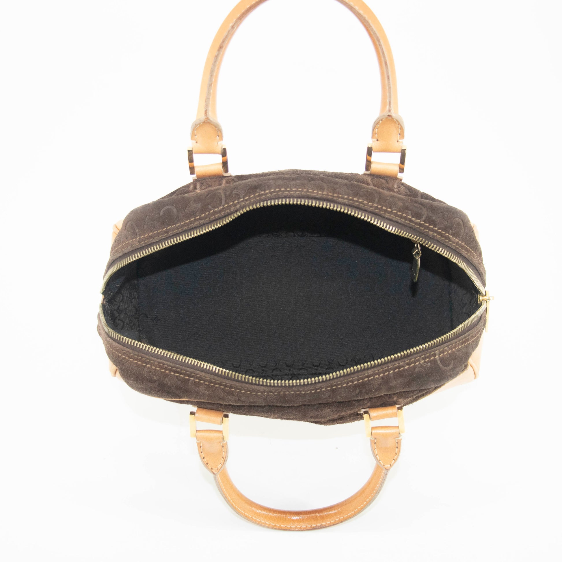 Celine Brown Suede Leather Mini Boston Bag #3563