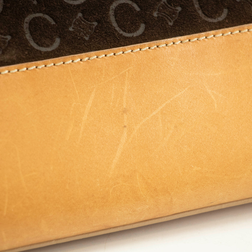 Celine Brown Suede Leather Mini Boston Bag #3563