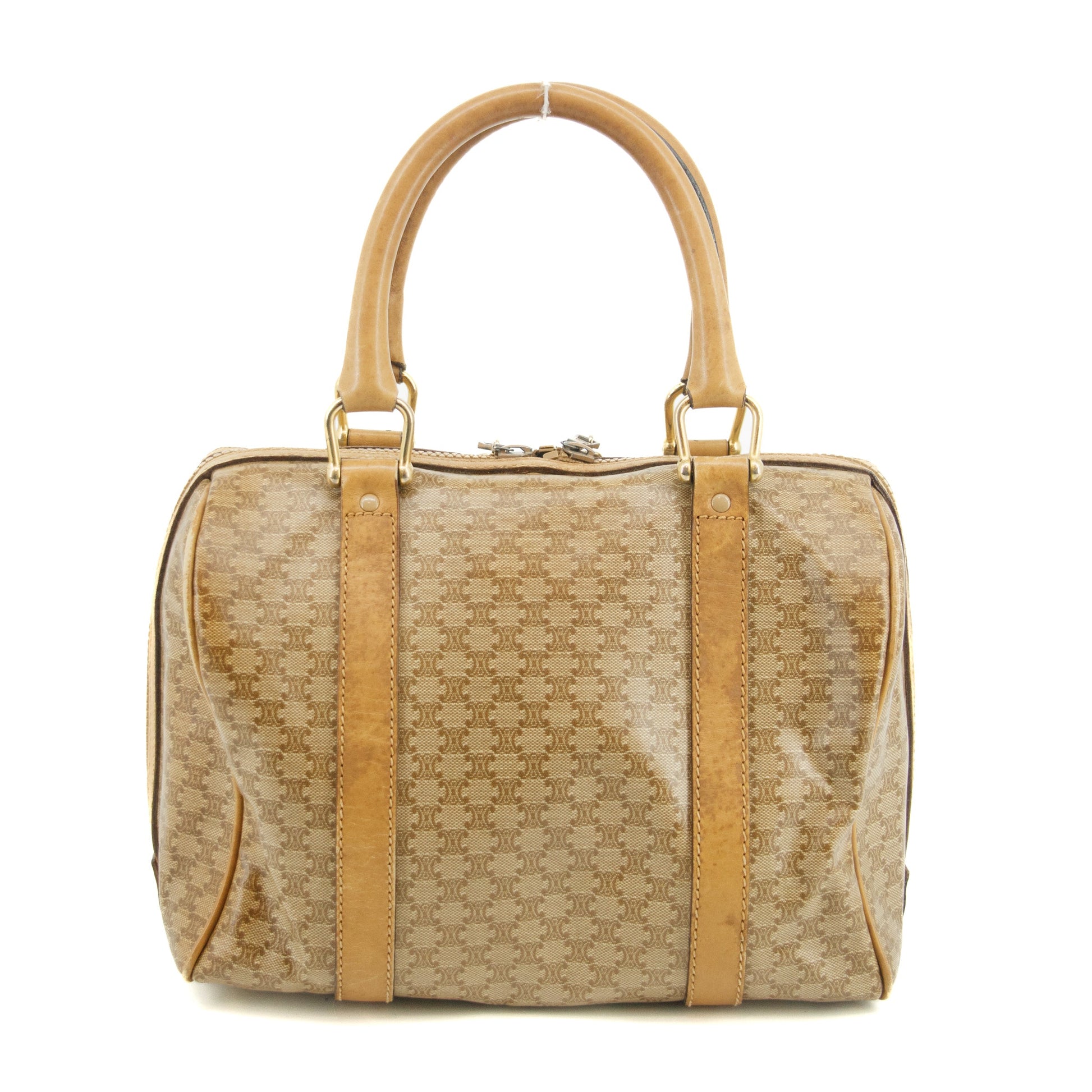 Celine Macadam Beige PVC x Leather Mini Boston Bag  #3567