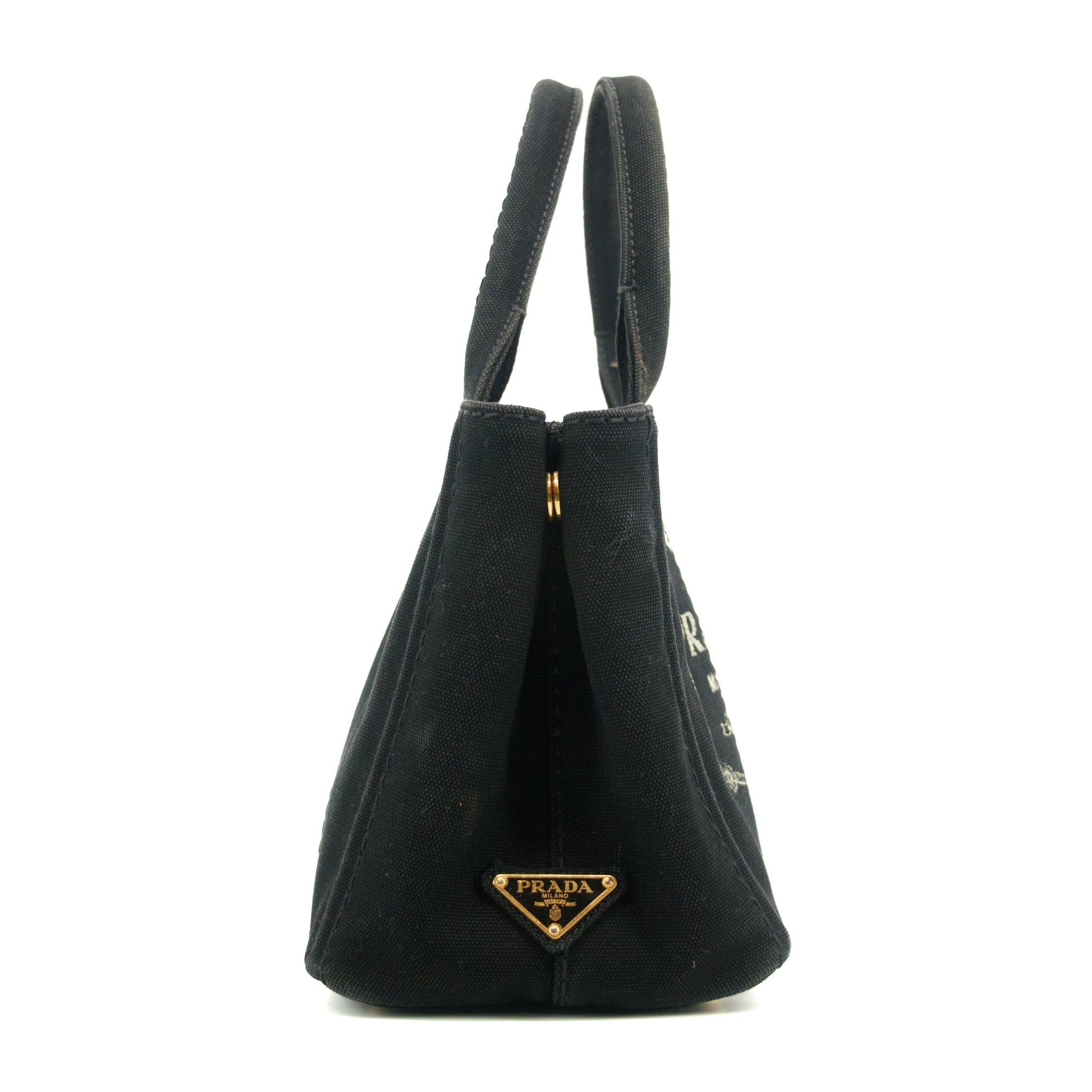 Prada Black Canvas Canapa Logo Tote Bag Small #3573