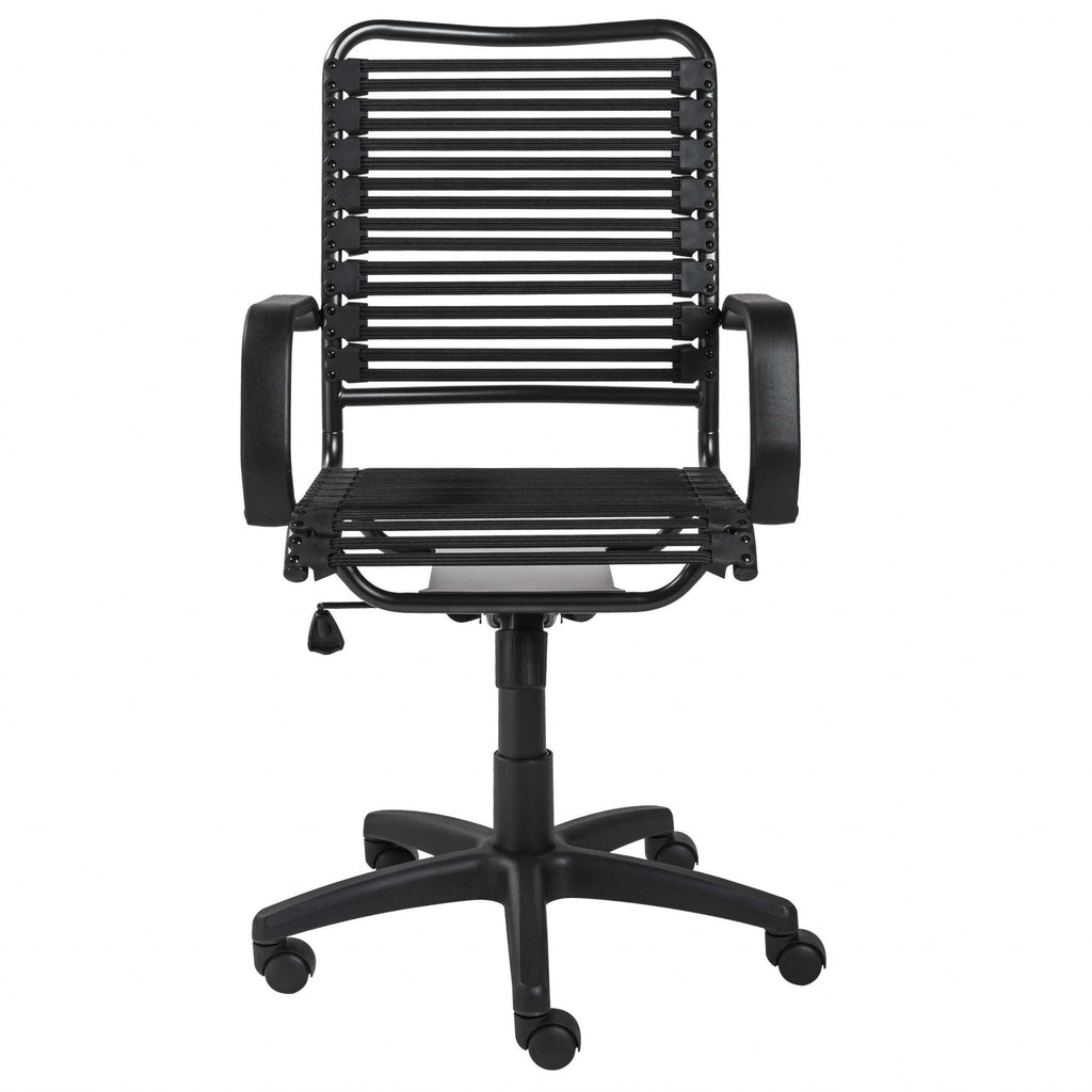 Black Adjustable Swivel Bungee Rolling Office Chair