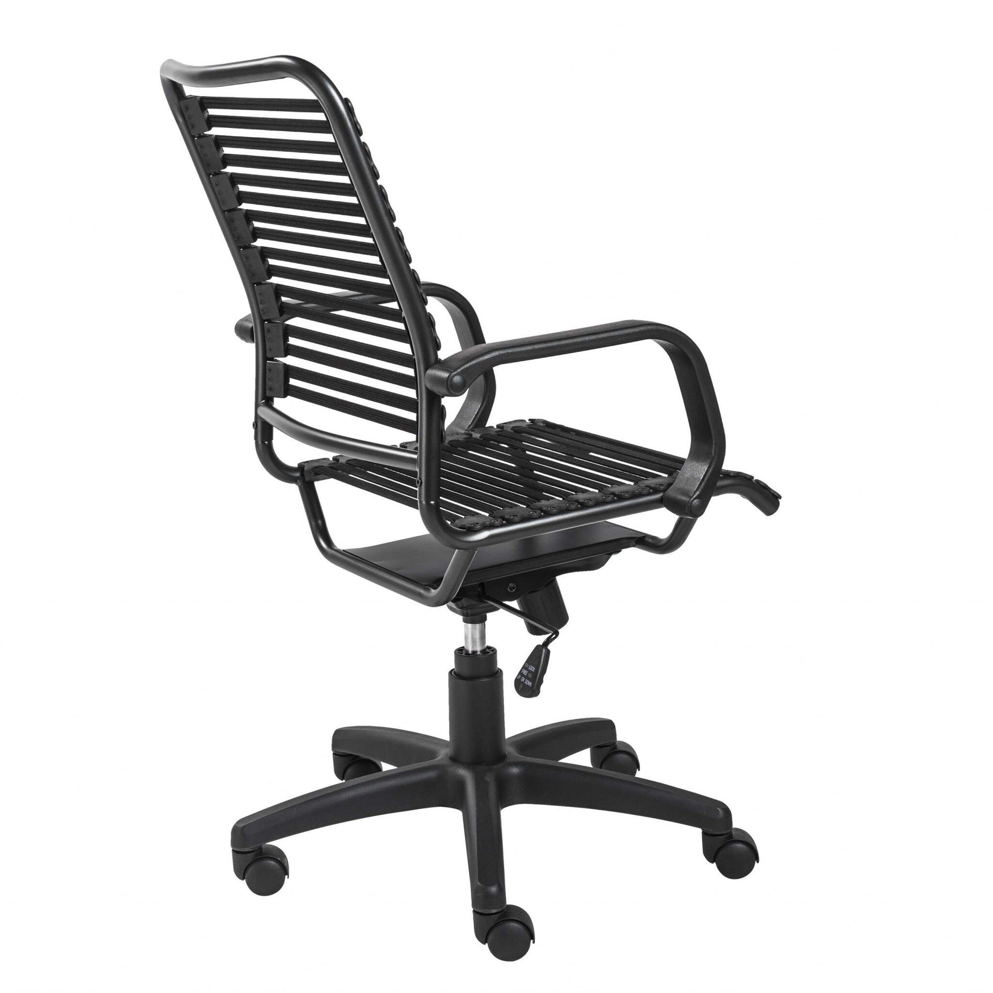 Black Adjustable Swivel Bungee Rolling Office Chair