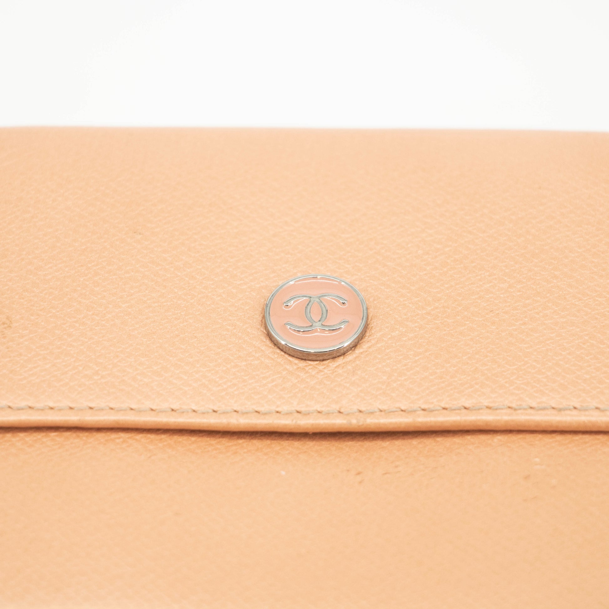 Chanel Pink Leather Compact Trifold Wallet #3715