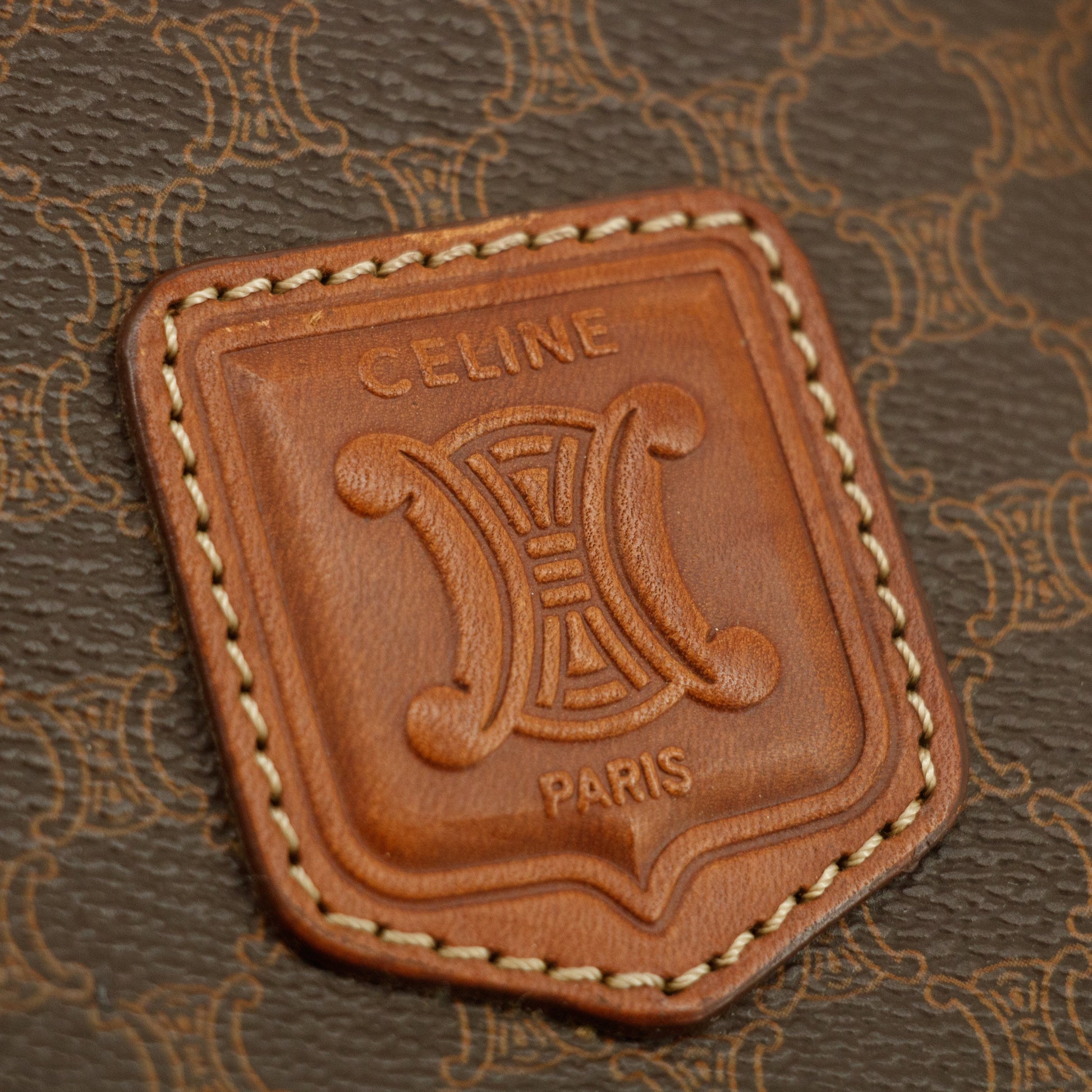 Celine Macadam Brown PVC x Leather Mini Boston Bag #3591