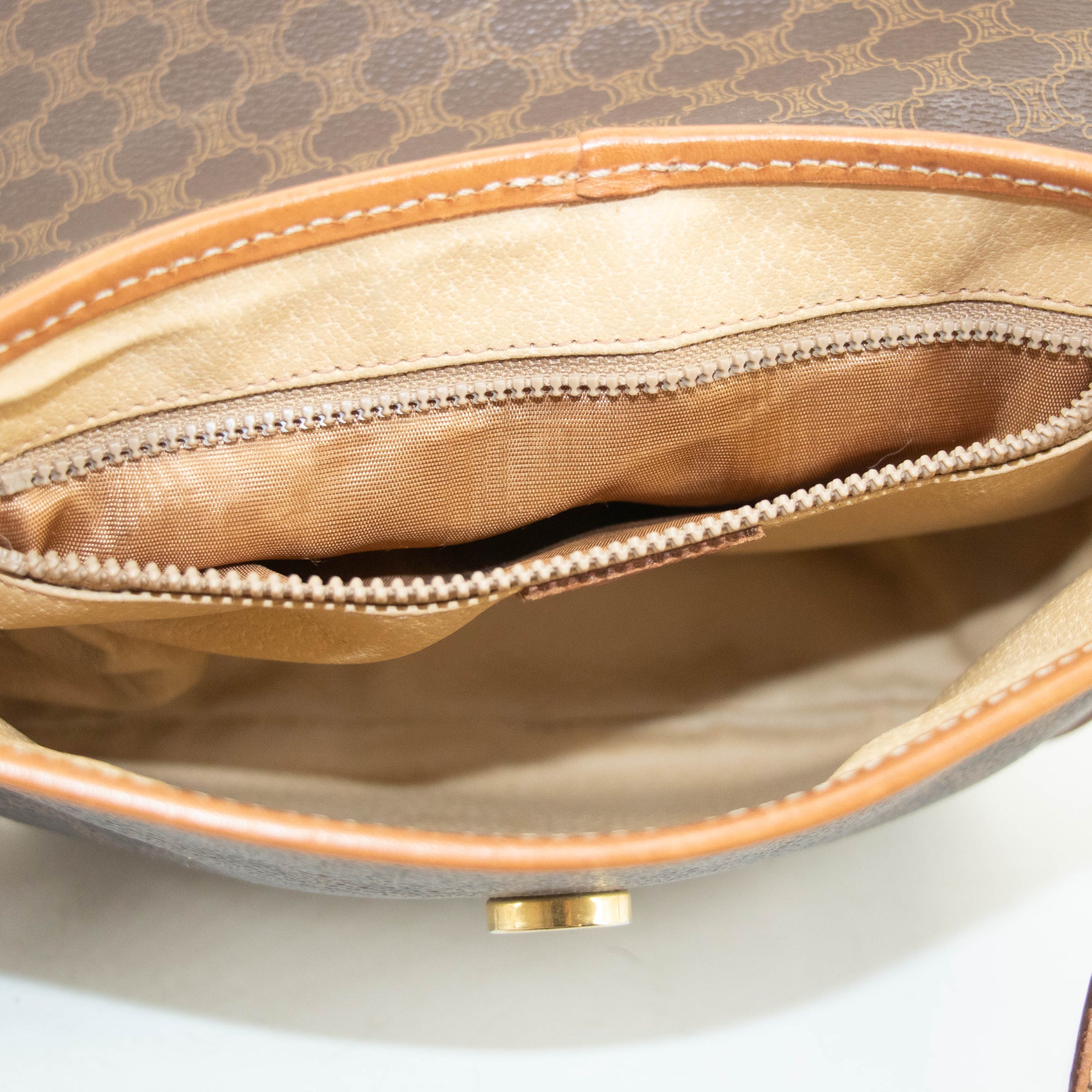 Celine Macadam Brown PVC x Leather Shoulder Bag #3593