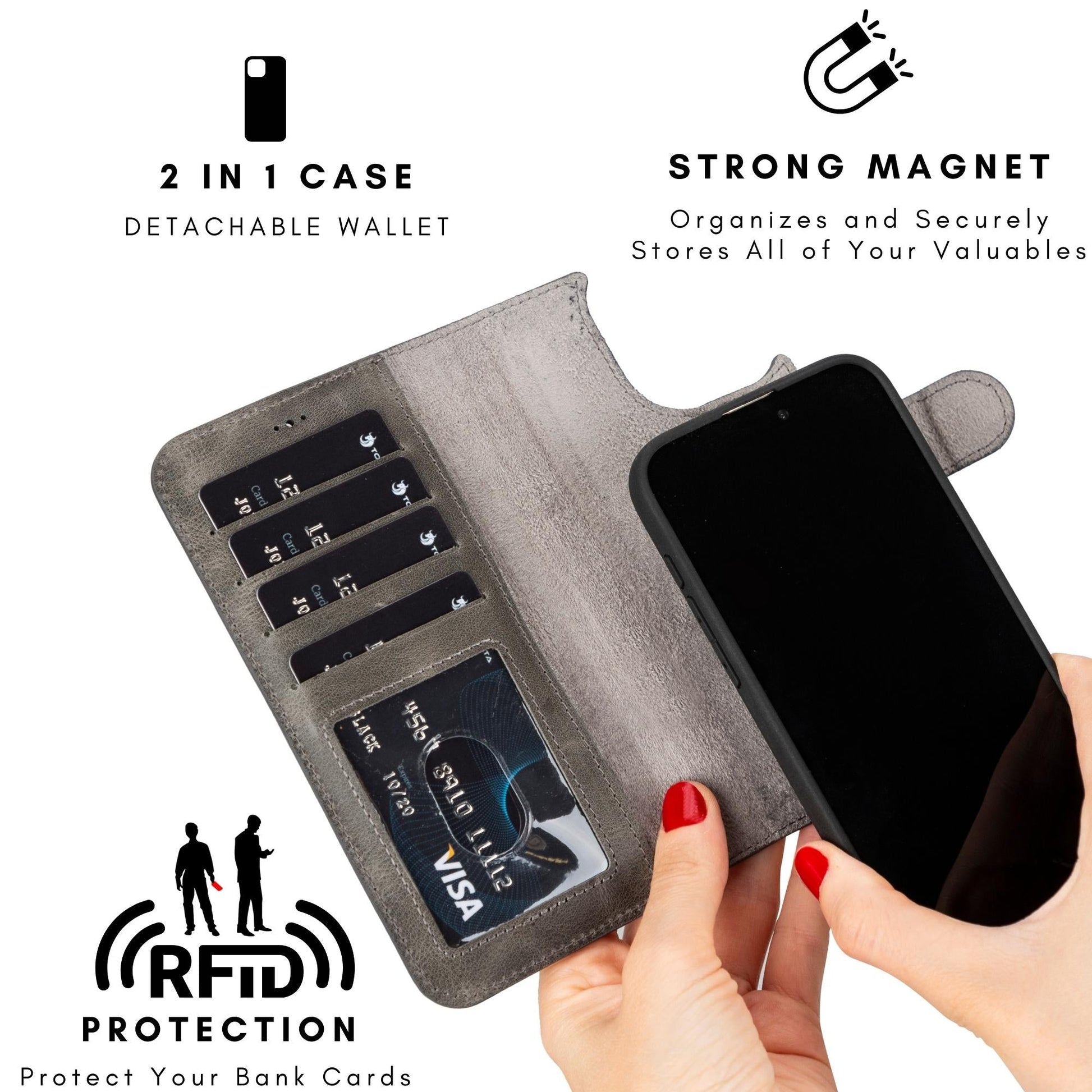 Casper iPhone 14 Series Detachable Leather Wallet Case