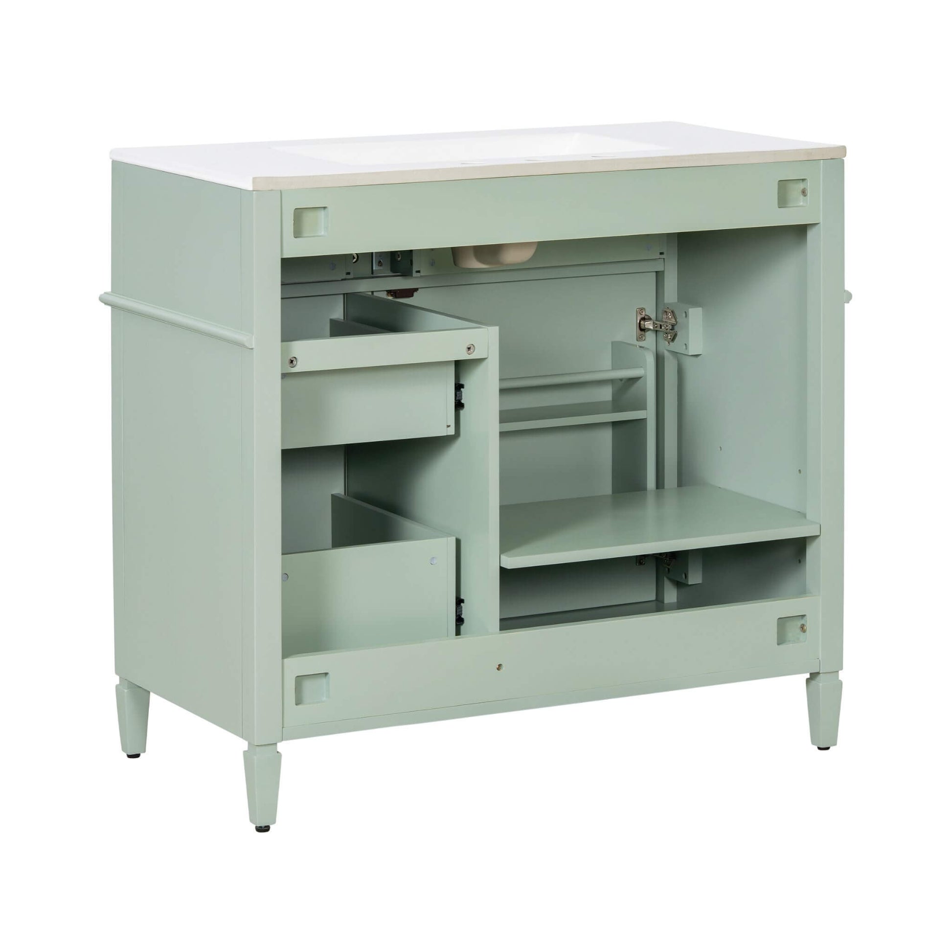Nuvia 36-Inch Freestanding Bathroom Vanity With Ceramic Sink And Storage Cabinets [Faucet Not Included] (SAK41792)