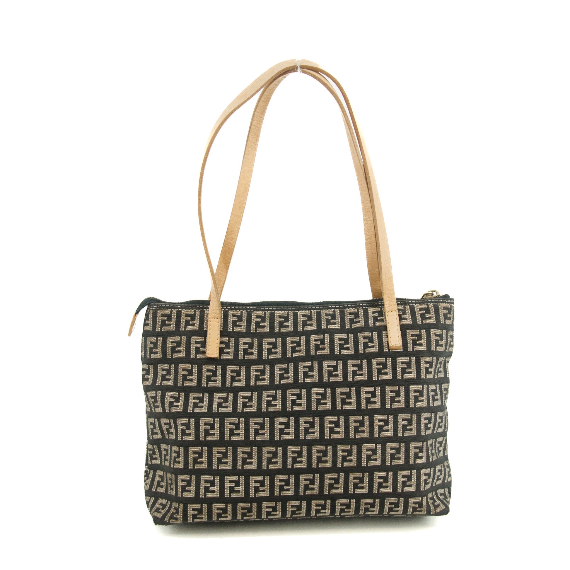 Fendi FF Zucchino Black Canvas Shoulder Bag #3606