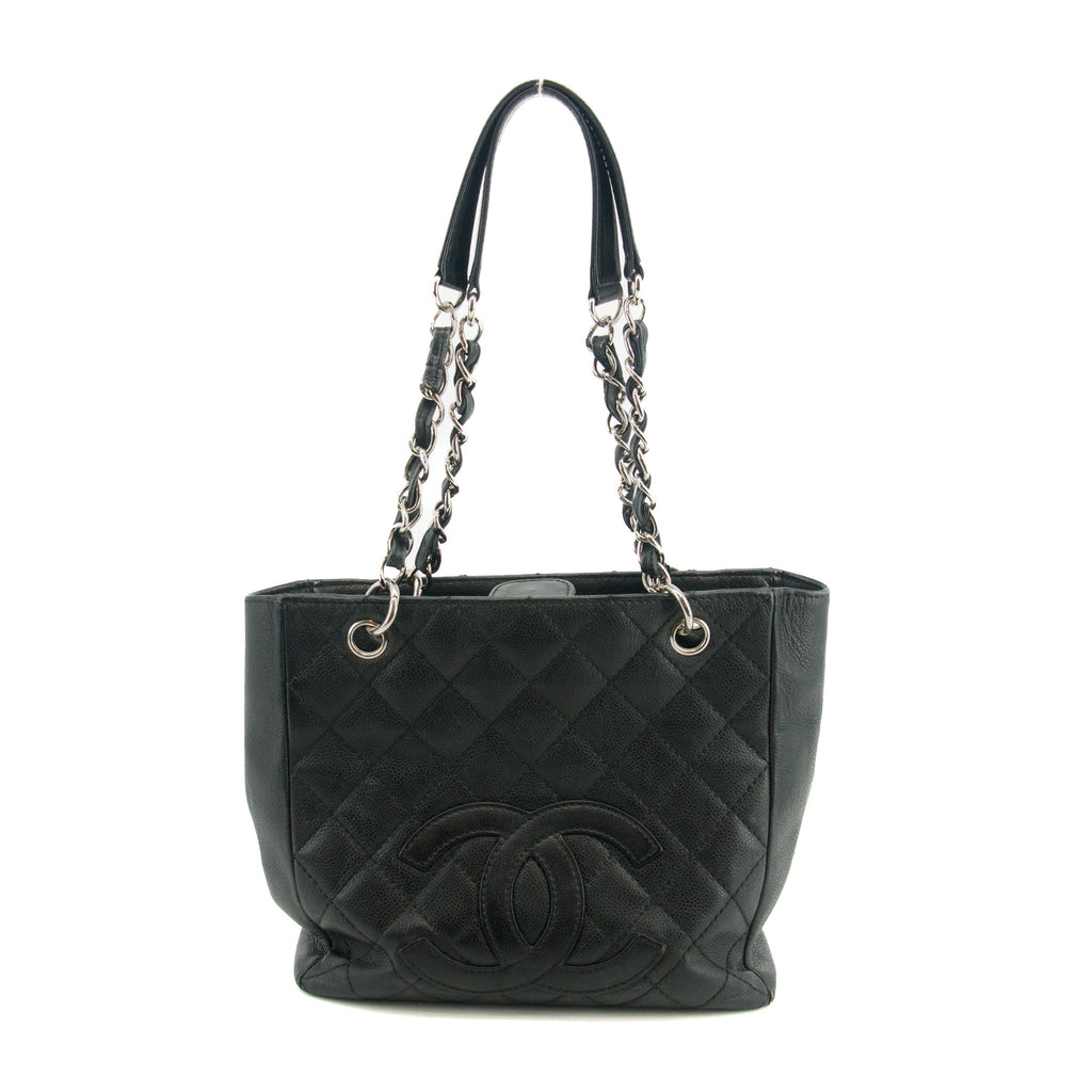 Chanel Black Caviar Skin Quilted Coco Mark PST Shoulder Bag #3628