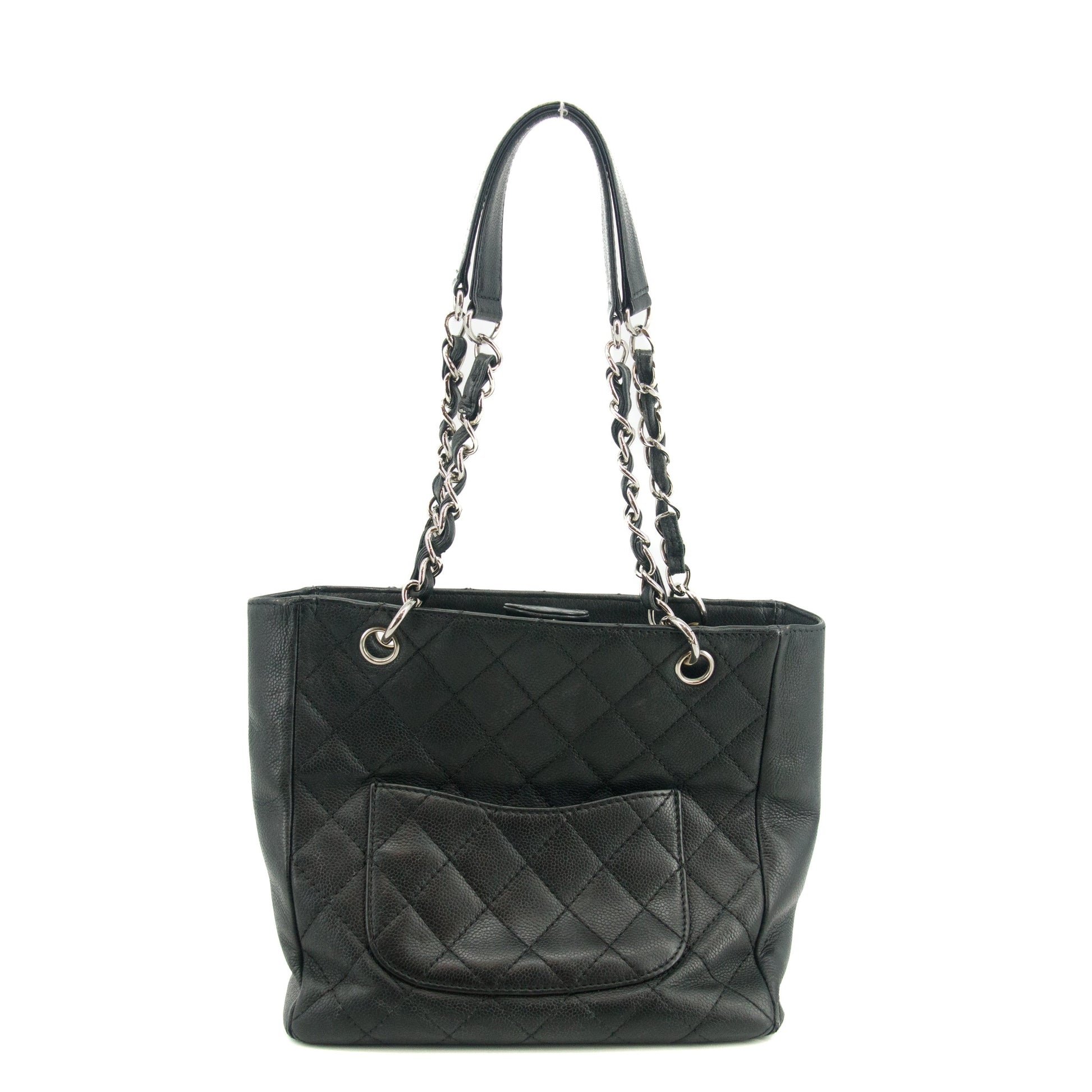 Chanel Black Caviar Skin Quilted Coco Mark PST Shoulder Bag #3628