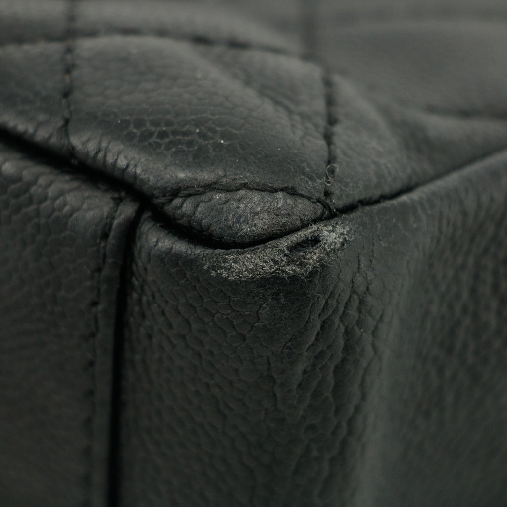 Chanel Black Caviar Skin Quilted Coco Mark PST Shoulder Bag #3628