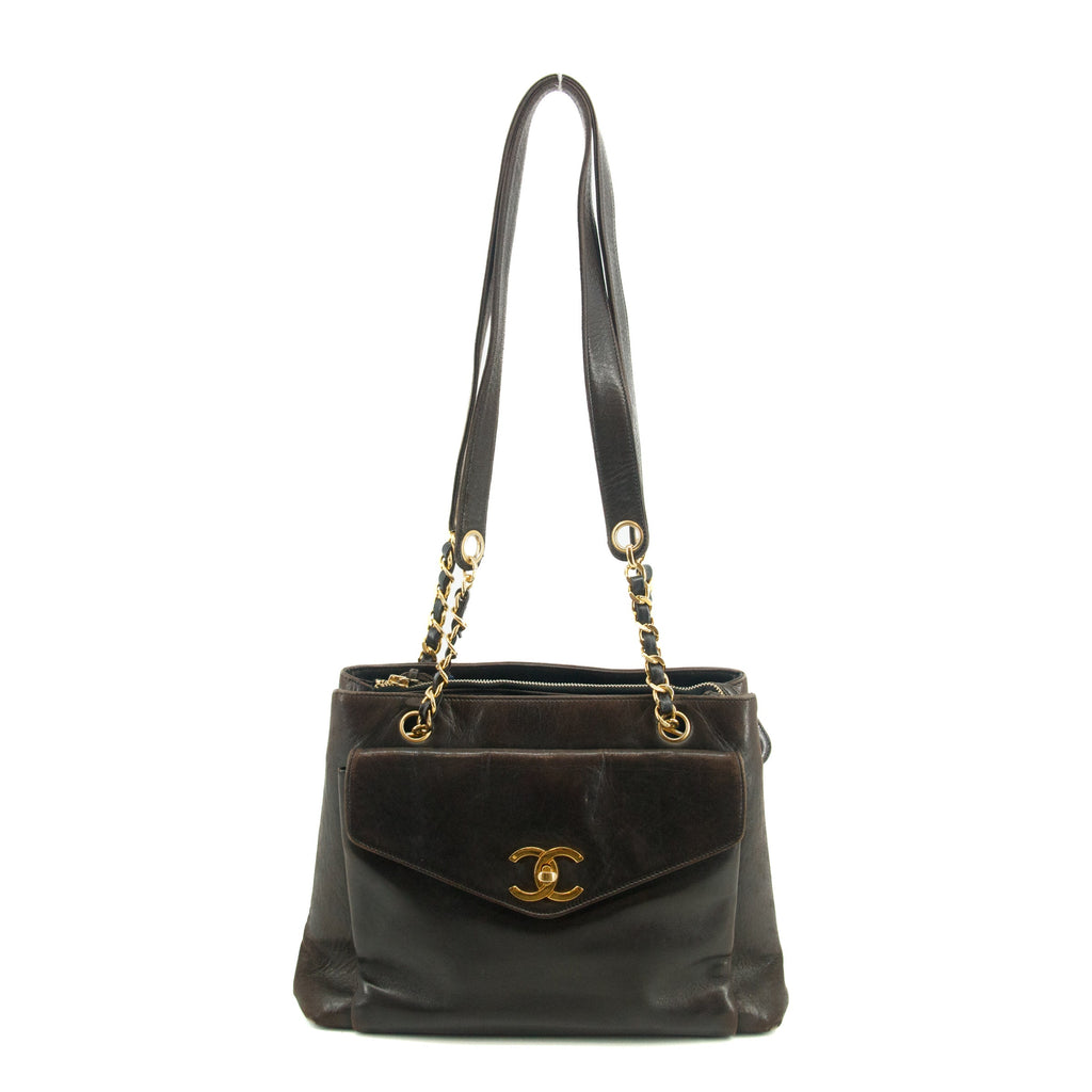 Chanel Lambskin Brown CC Coco Mark Shoulder Bag #3629