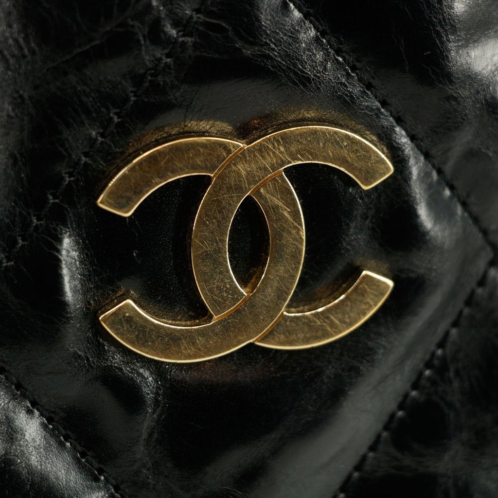 Chanel Quilted Glazed Leather Black / Red 2Way Shoulder Bag #3634
