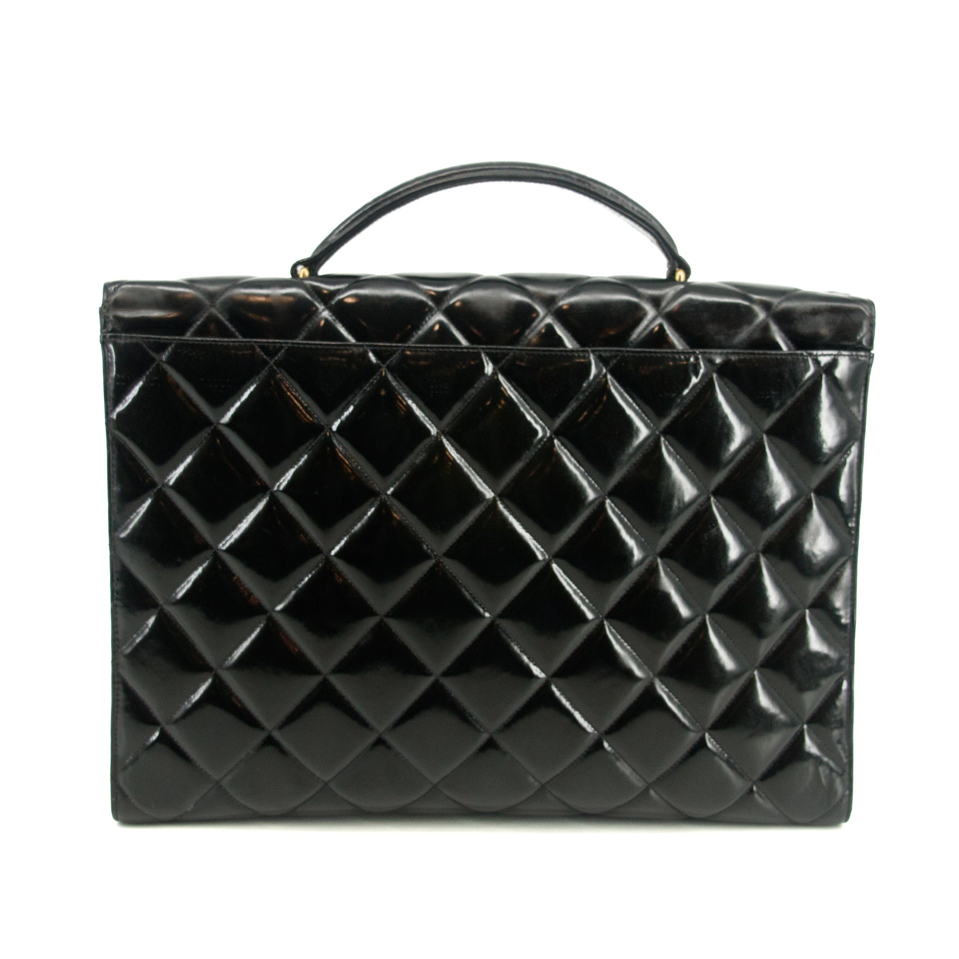 Chanel Matelasse Black Coco Mark Patent Breifcase Bag #3636