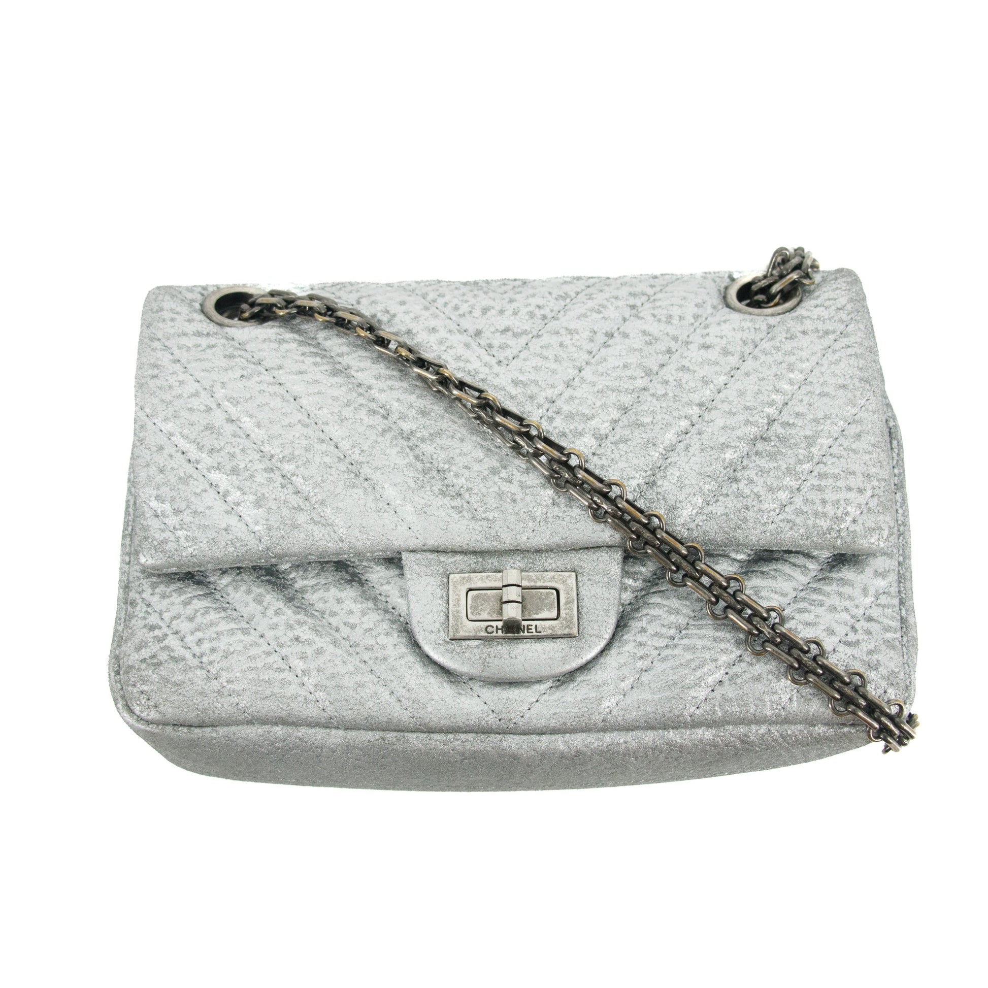 Chanel Metallic Aged Calfskin Double Flap Shoulder Bag #3639